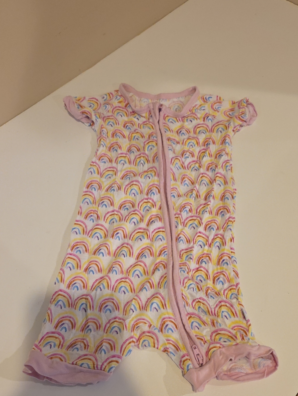 Little Sleepies  Pastel Rainbow Shorty Romper